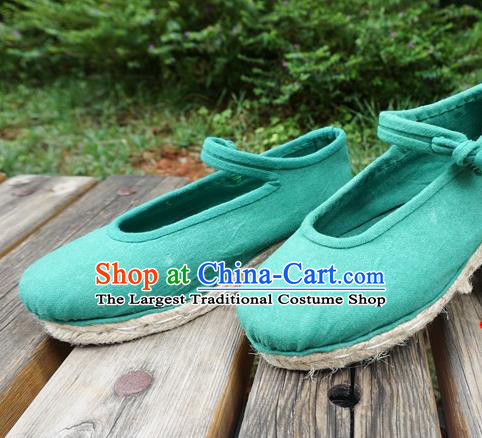 Traditional Chinese National Green Cloth Shoes Ethnic Shoes Hanfu Shoes for Women