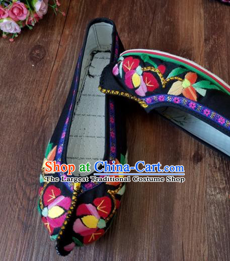 Traditional Chinese Embroidered Black Shoes National Ethnic Shoes Hanfu Shoes for Women