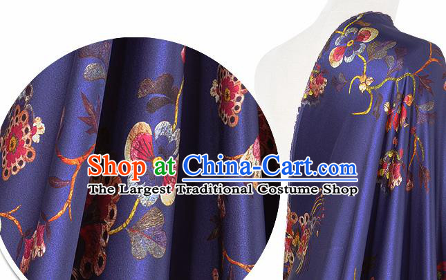 Chinese Classical Plum Blossom Pattern Design Purple Silk Fabric Asian Traditional Hanfu Mulberry Silk Material