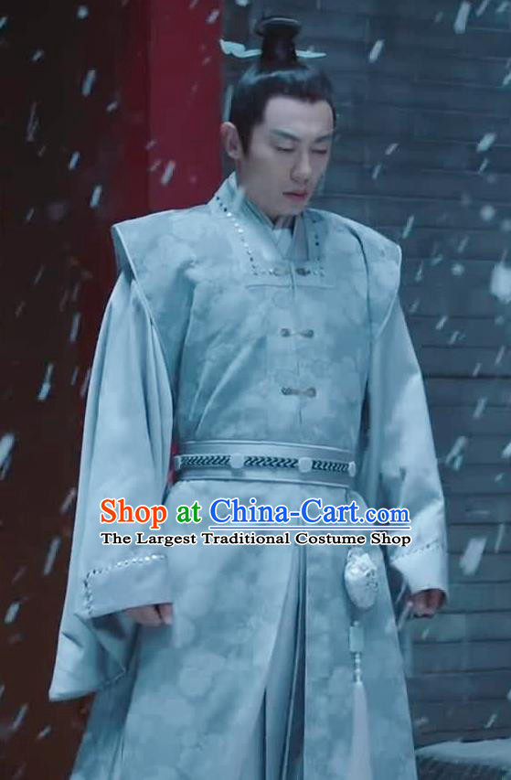 Chinese Drama Ancient Ming Dynasty Crown Prince Zhu Zhanji Replica Costumes and Headpiece Complete Set