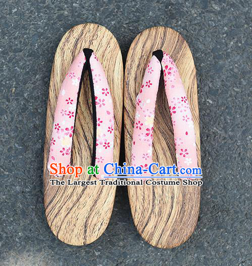 Traditional Japanese Sakura Pattern Pink Zori Geta Slippers Asian Japan Clogs Shoes for Women