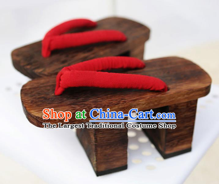 Traditional Japanese Geisha High Heel Red Bidentate Clogs Slippers Asian Japan Geta Shoes for Women