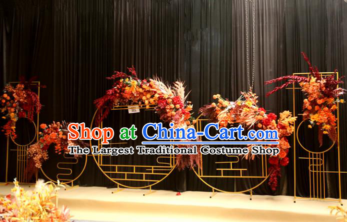 Handmade Chinese Iron Art Flowers Folding Screens Traditional Wedding Decoration