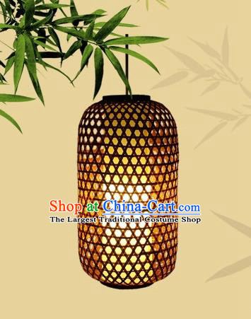 Handmade Chinese Countryside Brown Hanging Lanterns Traditional Palace Lantern Bamboo Art Scaldfish Lamp