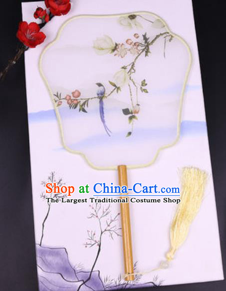 Chinese Traditional Painting Mangnolia Palace Fans Handmade Classical Dance Silk Fan for Women