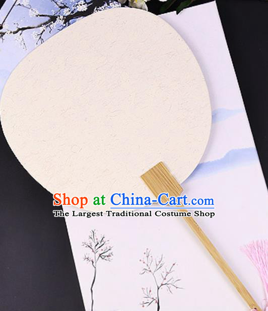 Chinese Traditional Beige Art Paper Palace Fans Handmade Round Fan for Women