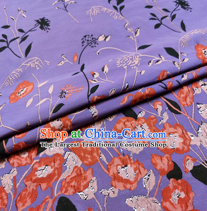 Chinese Classical Pattern Design Purple Brocade Fabric Asian Traditional Hanfu Satin Material