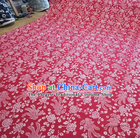 Chinese Classical Phoenix Pattern Design Red Fabric Asian Traditional Hanfu Cloth Material