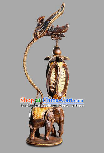 Southeast Asia Traditional Desk Lantern Thailand Handmade Wood Carving Elephant Lanterns