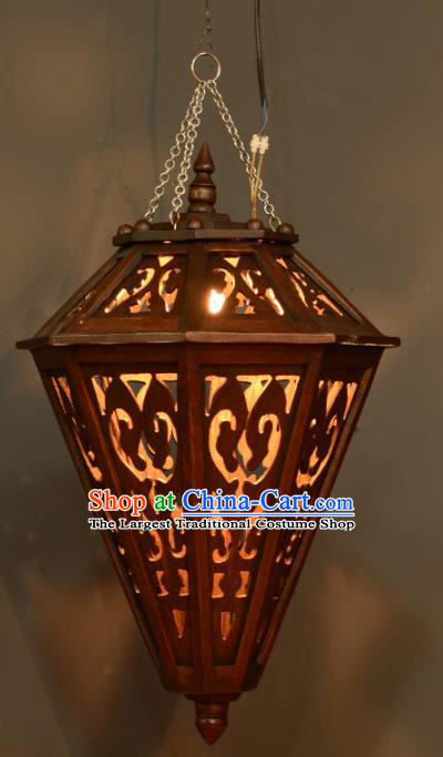 Asian Traditional Carving Wood Ceiling Lantern Thailand Handmade Lanterns Hanging Lamps