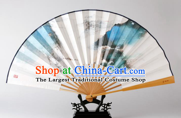 Traditional Chinese Handmade Landscape Painting Paper Folding Fan China Bamboo Fan Oriental Fan