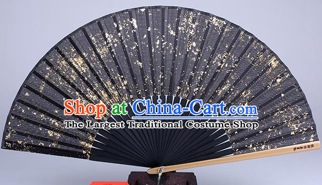 Traditional Chinese Handmade Black Silk Folding Fan China Fan Oriental Fan