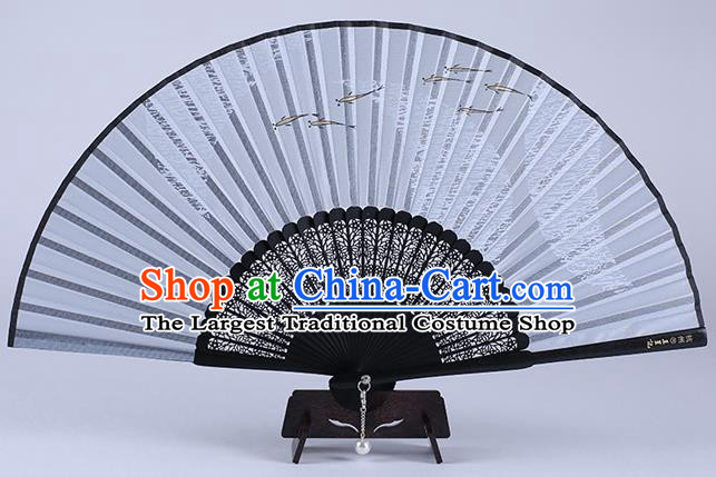 Traditional Chinese Handmade Printing Fishes Silk Folding Fan China Accordion Fan Oriental Fan