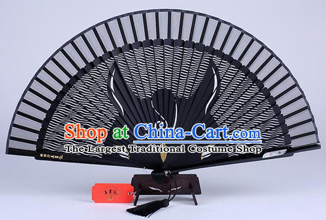 Traditional Chinese Handmade Carving Zodiac Horse Folding Fan China Bamboo Accordion Fan Oriental Fan