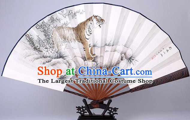 Traditional Chinese Hand Painting Tiger Paper Fan China Bamboo Accordion Folding Fan Oriental Fan