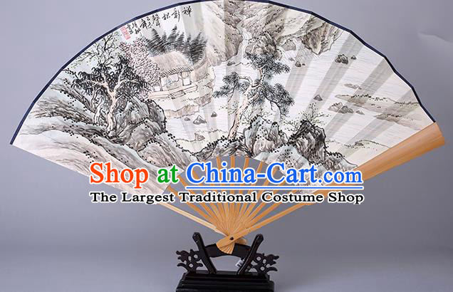 Traditional Chinese Handmade Ink Painting Pinetree Paper Folding Fan China Accordion Fan Oriental Fan