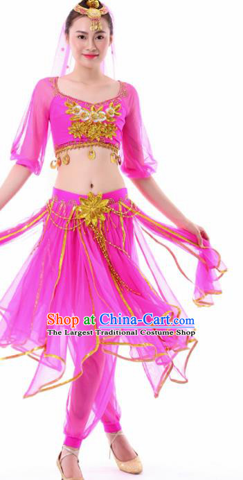 Chinese Dance Rosy Dress Traditional Indian Dance Stage Performance Costume for Women