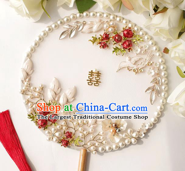 Chinese Traditional Hanfu Palace Fans Classical Wedding Round Fan for Women