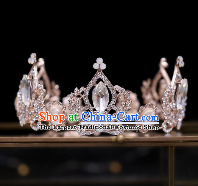 Top Grade Bride Baroque Crystal Round Royal Crown Wedding Hair Accessories for Women