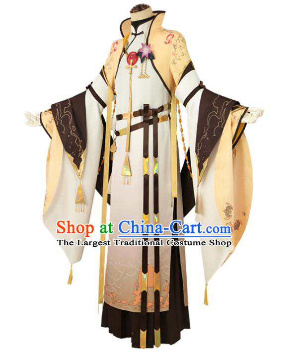 Traditional Chinese Cosplay Royal Highness Yellow Costume Ancient Swordsman Hanfu Clothing for Men