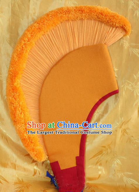 Handmade Chinese Tibetan Buddhism Yellow Hat Traditional Zang Nationality Monk Cockscomb Hat for Men