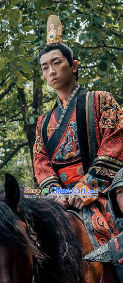 Chinese Ancient Emperor Historical Drama Love is More Than A Word Costume and Headpiece for Men