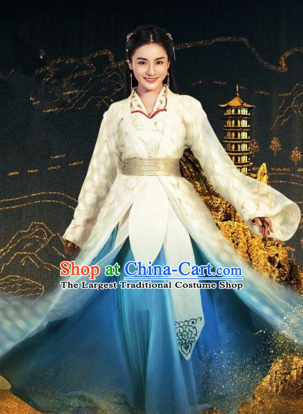 Chinese Ancient Princess Cheng Yelan Hanfu Dress Drama Devastating Beauty Costume and Headpiece for Women