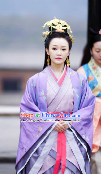 Chinese Ancient Imperial Consort Costume Historical Television The Ugly Queen Xia Yingchun Dress and Headpiece for Women