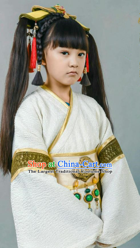 Chinese Historical Drama Swords of Legends Ancient Princess Shen Xi Costume and Headpiece for Kids