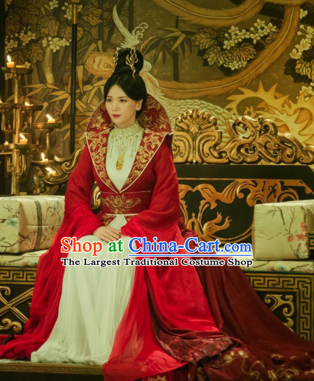 Chinese Ancient Imperial Empress Zheng Shujun Hanfu Dress Historical Drama Legend of the Phoenix Costume and Headpiece for Women