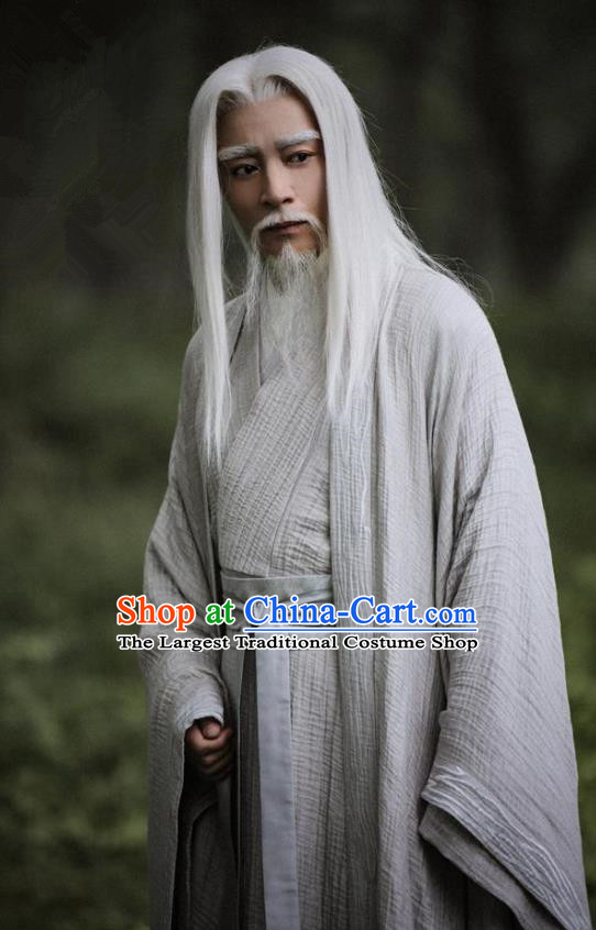 Drama Listening Snow Tower Chinese Ancient Immortal Bai Di Historical Costume and Headwear for Men