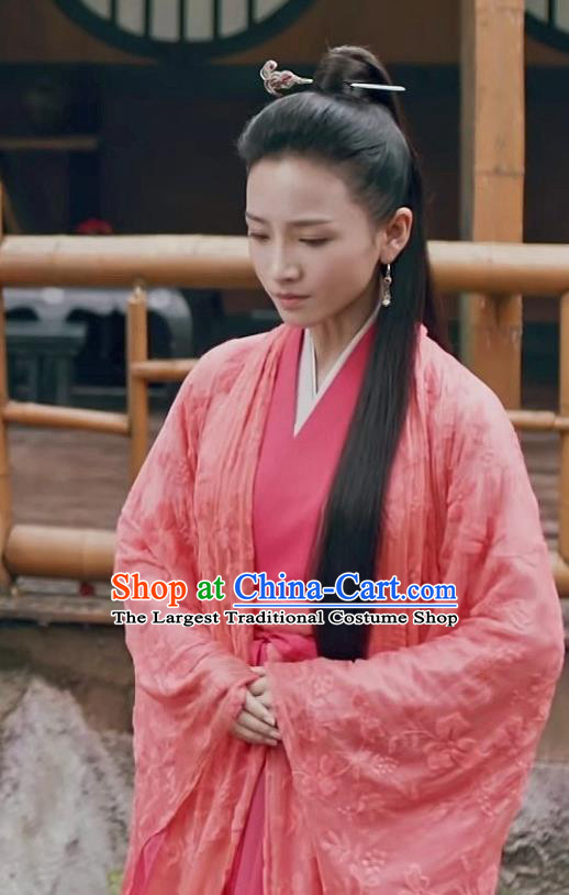 Chinese Ancient Swordsman Ye Huo Hanfu Dress Historical Drama Listening Snow Tower Costume and Headpiece for Women