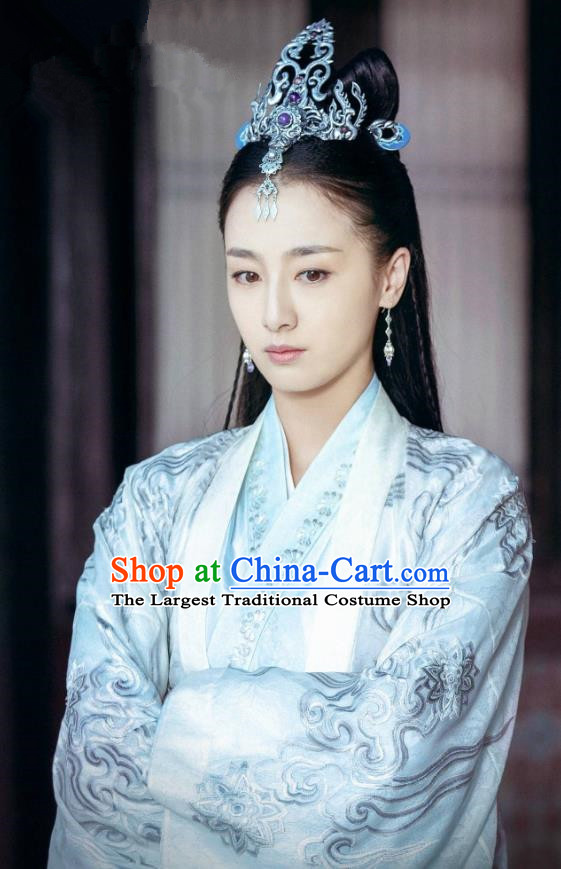 Chinese Historical Drama Ancient Swordsman Hostess Shangguan Xi Hanfu Dress Under the Power Costume and Headpiece for Women