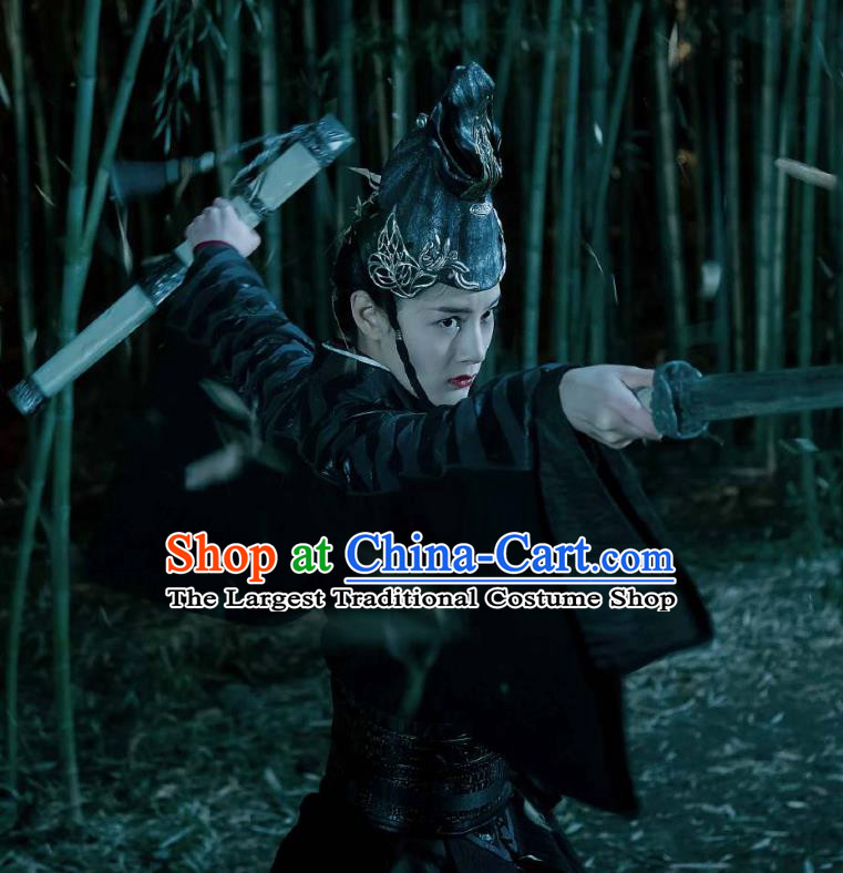 Chinese Ancient Priestess Ye Celeng Dress Historical Drama Sword Dynasty Costume and Headpiece for Women