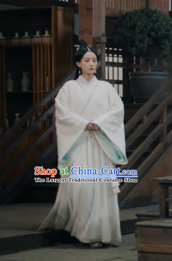 Chinese Ancient Female Swordsman White Dress Historical Drama Sword Dynasty Gongsun Qianxue Costume and Headpiece for Women