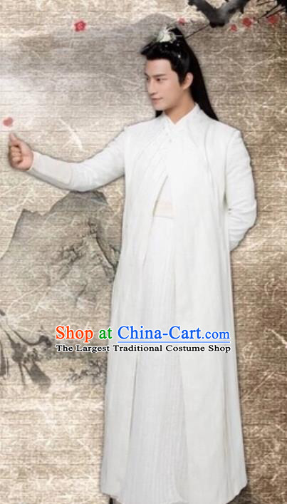 Drama Cinderella Chef Chinese Ancient Swordsman Xia Chunyu White Costume and Headpiece Complete Set