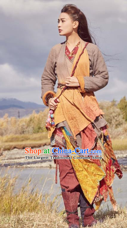 Chinese Ancient Han Dynasty Female Civilian Ji Jiang Dress Historical Drama Hero Dream Costume and Headpiece for Women