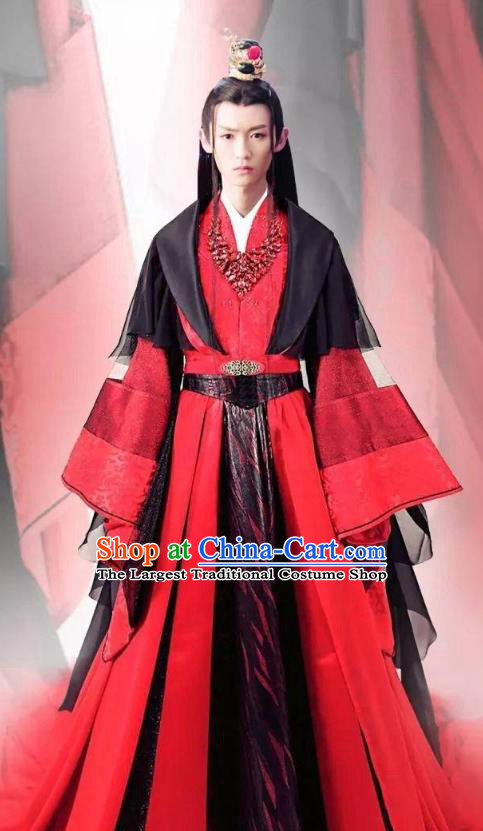 Drama Men with Sword Chinese Ancient Royal Prince Murong li Hanfu Costumes and Hair Accessories