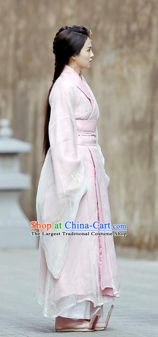 Chinese Ancient Zhou Dynasty Pink Hanfu Dress Historical Drama King Is Not Easy Court Maid Da Xi Costumes and Headwear