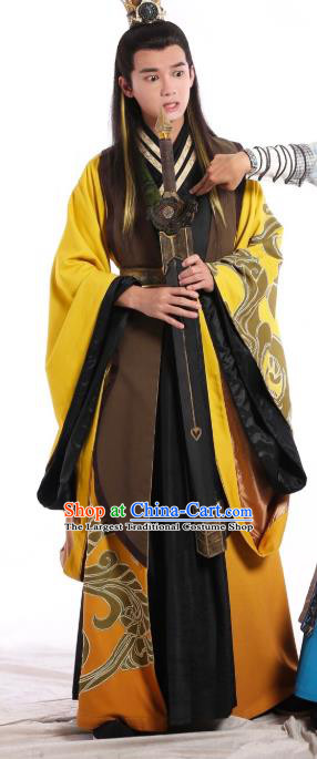 Drama Men with Sword Chinese Ancient Swordsman Zhong Kunyi Costume and Headpiece Complete Set