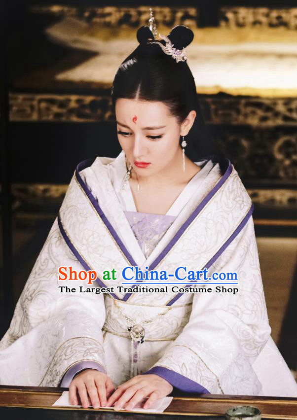 Chinese Ancient God Clan Princess Bai Fengjiu Drama Sansheng Sanshi Pillow Eternal Love of Dream Costume and Headpiece Complete Set