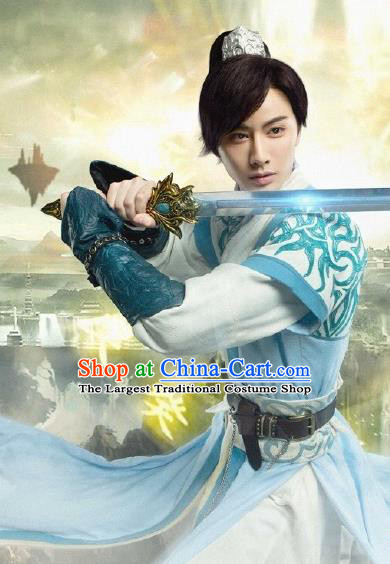 Chinese Ancient Taoist Clothing and Jade Hairpin Drama The Taosim Crandmaster Swordsman Yun Qi Apparel and Hair Crown