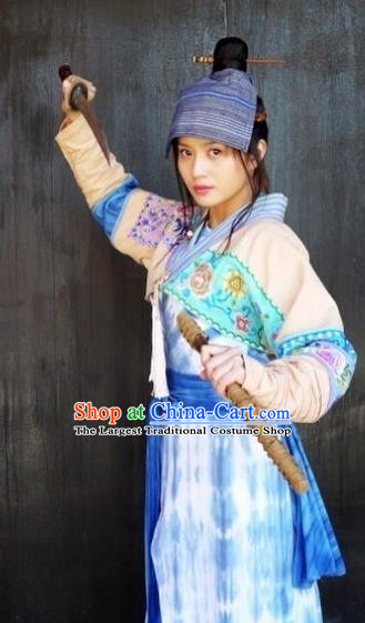 Chinese Ancient Tang Dynasty Female Swordsman Historical Costumes and Headwear Drama Legend of Southwest Dance and Music Su Qianwei Dresses