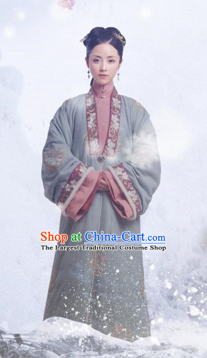 Chinese Ancient Garment Manchu Apparels Qipao Dress and Hair Jewelries Drama Dreaming Back to the Qing Dynasty Concubine Zheng Costumes