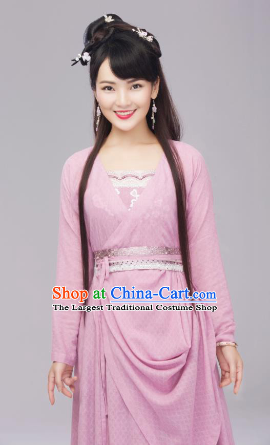 Chinese Ancient Female Cook Dress Apparels Costumes and Headpieces Drama Earth Smoke Sparkle Kitchen Village Girl Hua Erqiao Garment