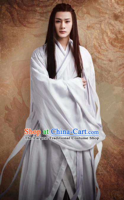 Chinese Ancient Wizard Tang Dynasty Apparels Garment and Headwear Drama Wu Xin The Monster Killer Swordsman Bai Liuli Clothing