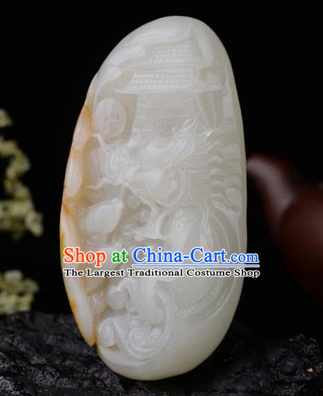 Chinese Ancient Carving Jade Fish Dragon Accessories Jade Craft Jade Handgrip