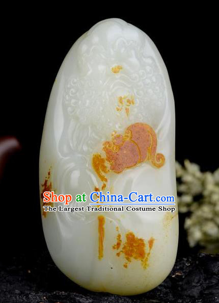 Chinese Ancient Carving Jade Bodhidharma Accessories Jade Craft Jade Handgrip