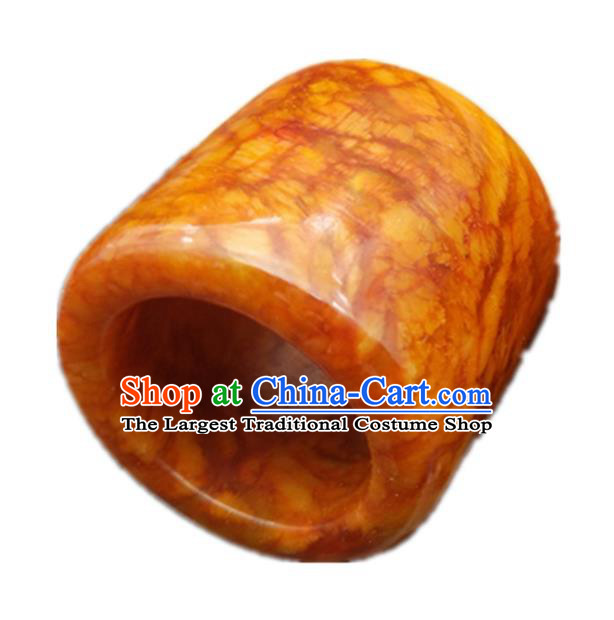 Chinese Ancient Hanfu Yellow Jade Ring Hetian Jade Jewelry Accessories