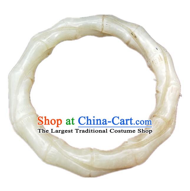 Chinese Ancient Hanfu Jade Bangle Hetian Jade Jewelry Carving Bamboo Bracelet Accessories